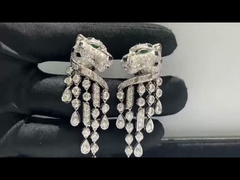Ouro branco inspirado de Panthere de Cartier Earrings 18k com diamantes