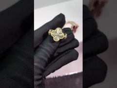 Ouro amarelo 18K, Ágata, Diamante Vintage Alhambra Anel Reversível