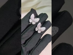 Estilo Moderno Jóias de Ouro Personalizadas Dois brincos de borboleta 18K ouro branco, diamante