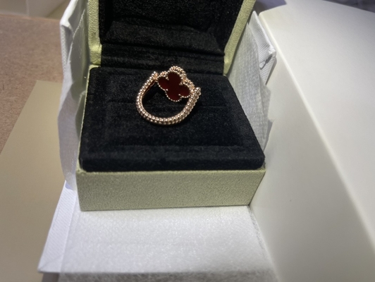 Van Cleef 18k Rose gold Prong Setting Cut Diamond Ring Van Cleef Jewelry for Weddings