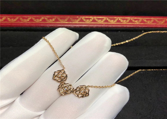 Rose Design 18K Gold Diamond Necklace For Wedding Anniversary Party