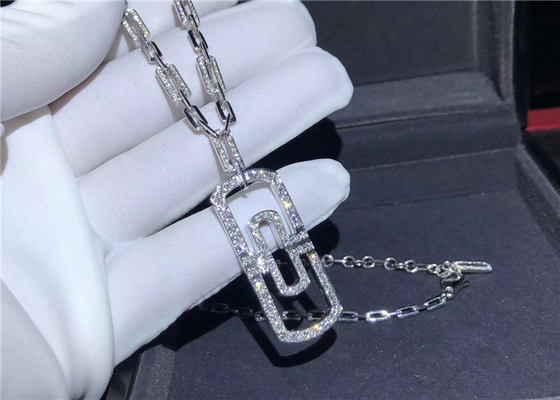 Shinning Full Diamond Bulgari Parentesi Necklace In 18K White Gold