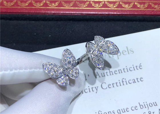 18K White Gold Van Cleef And Arpels Butterfly Ring With 70 Diamonds