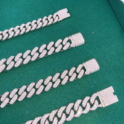 CZ Miami Cuban Link Chain Necklace 18k Gold Iced Out Hip Hop Vvs Diamond