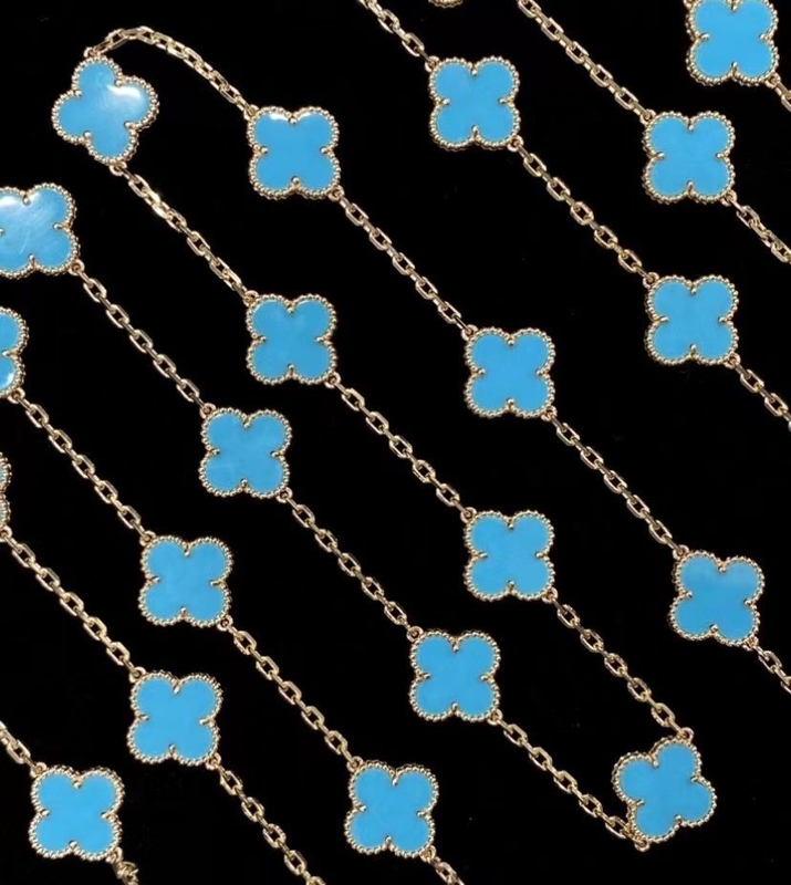 1pcs VCA Diamond Necklace 18K White Gold Chain Master Necklace