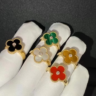 Anel de Diamante Vintage de Luxo VCA Ouro Amarelo 18k 1 peça