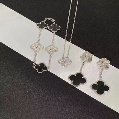OEM 18K ouro branco diamantes pulseira personalizada VCA Vintage pulseira 5 motivos