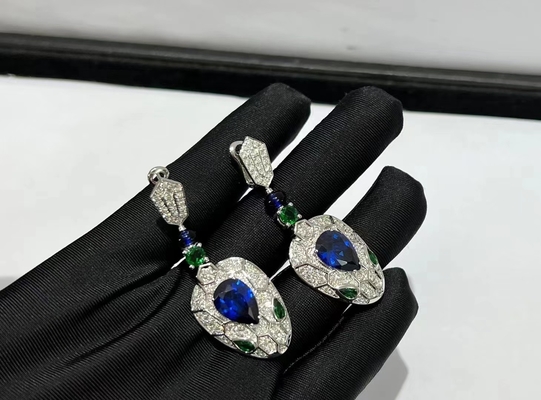 brincos luxuosos contínuos da joia das gemas da joia do ouro do quilate da joia feita sob encomenda 18