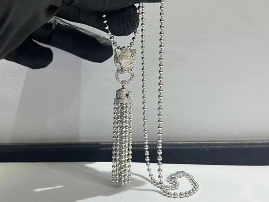 Esmeraldas do ouro branco de Brand 18K & diamantes Panthère de Brand Necklace