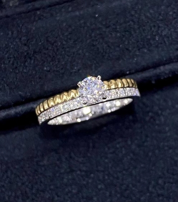 Joalharia de luxo Custom 18K Gold Diamond Ring Round Diamonds Stones HK Setting