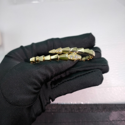Serpenti Viper Single-coil 18 Kt Yellow Gold Bracelet Set com Diamantes