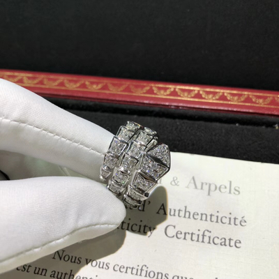 Magnífico anel de diamantes de ouro de 18 quilates, anel de cobra personalizado AN855116.