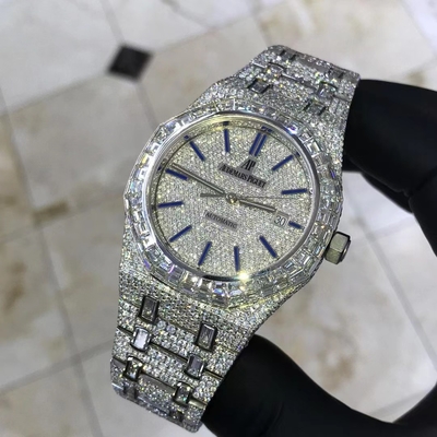 DE Moissanite Vvs Icebox Relógios De Diamante De Homem Belas Joias