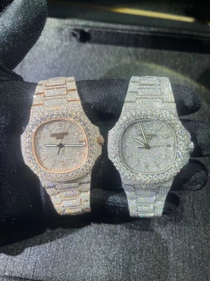 Mecânico VVS Moissanite Iced Out Diamante relógio clone suíço movimento automático